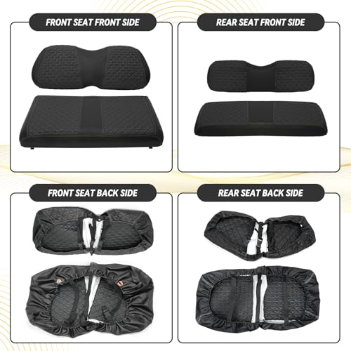 Club Car Precedent Seat Covers, Club Car Golf Cart Seat Covers for 2004+ Precedent OEM Ordinary Seat, Marine Grade Vinyl Leather, Anti-Scratch/Anti-Fading/Easy to Install, Black/4 PCS|B0DPKTQ69S