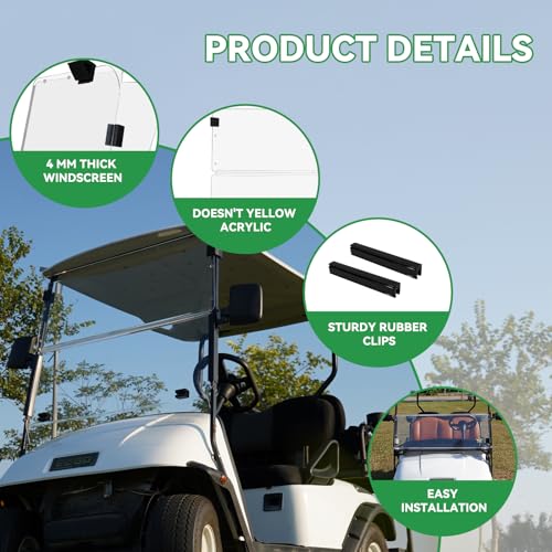 XUANYUDG0769 Golf Cart Windshield Fits 1995-2013 EZGO TXT and Medalish Transparent Acrylic To Prevent UV Ray and Foldable EZGO TXT Windshield|B0CKW1WNFX