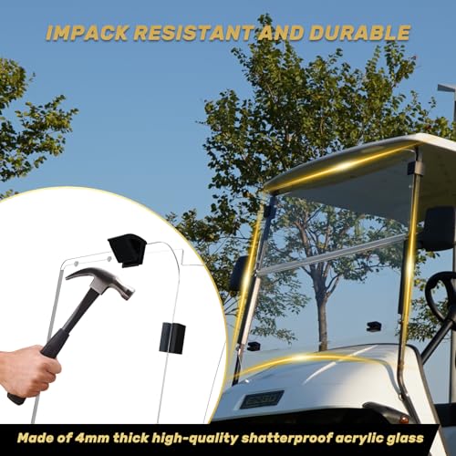 Golf Cart Windshield EZGO TXT Windshield Fits 2014-Up EZGO TXT Golf Cart Prevent UV Ray and Foldable Clear EZ GO Windshield|B0CKPKFWJZ
