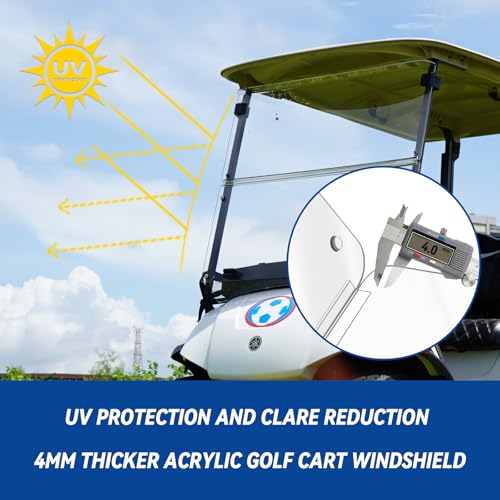 Yamaha Drive Golf Cart Windshield Yamaha G29 Windshield for 2007-2016 Yamaha Drive Transparent Foldable UV Protection and Shock Resistant Acrylic Windshield|B0DJ2FG4FB