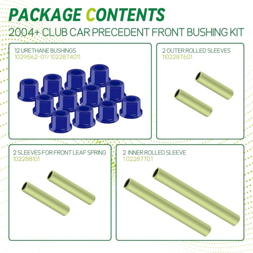 SAMXOMAP Club Car Precedent Bushing Kit, Golf Cart Bushing and Sleeve Kits, Front Suspension & Rear Suspension and A Arm Bushing Kits, Fit for Precedent 2004-Up, OEM #102506601, 102506401, 102956201, 102956201