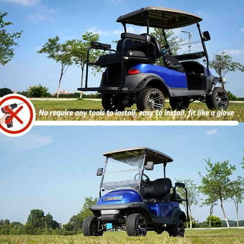 Golf Cart Front and Rear Seat Covers Waterproof and Sun Resistant Marine Grade Vinyl Leather Seat Cover Accessories for Club Car Precedent 2004+, Black(4PCS)|B0C89L5BTJ