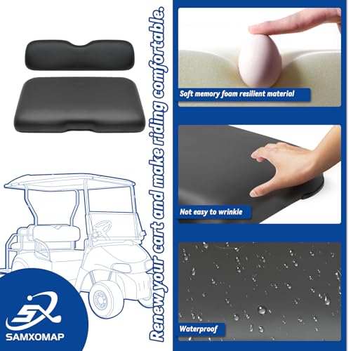 Front Replacment Seat Cushions for EZGO RXV 2008+, 2 PCS Sets Contain Backrest and bottom Seat, Black|B0CL29ZS4W
