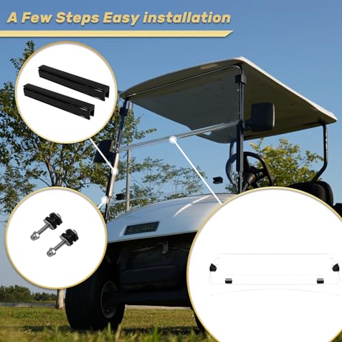 Golf Cart Windshield EZGO TXT Windshield Fits 2014-Up EZGO TXT Golf Cart Prevent UV Ray and Foldable Clear EZ GO Windshield|B0CKPKFWJZ