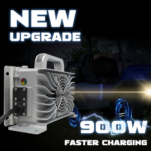 XUANYUDG0769 15AMP 900W 48V Golf Cart Battery Charger for EZGO TXT/RXV with 3-pin Triangular Plug and 16FT Cable Integrated Type, Silver|B0CJ97V2KH