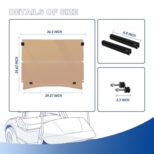 EZGO Golf Cart Windshield EZGO TXT Windshield for 2014+ EZGO TXT and Freedom Tinted Foldable UV Protection and Shock Resistant Acrylic Windshield|B0DJ2F23SR