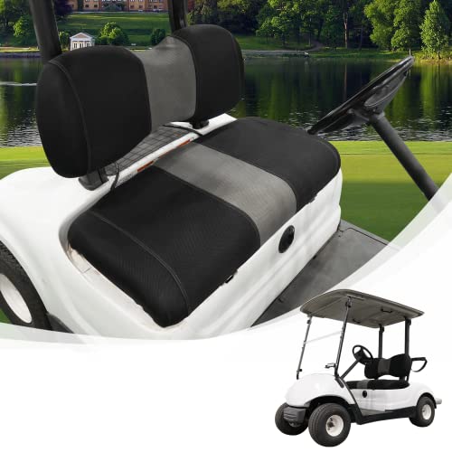 Golf Cart Front Seat Covers Fit Yamaha G29 Drive/Drive 2, Washable Breathable Air Mesh Cloth Adjustable Seat Cover for Golf Cart, Black and Gray|B0C557612J