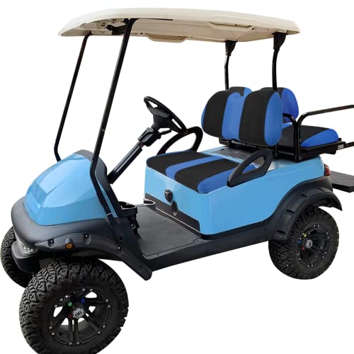 Golf Cart Front with Back Seat Cover Set for Club Car Precedent 4 Passenger Models Bench Seat Covers Kit Breathable Washable Polyester Mesh Cloth Blue|B0B5X9841N
