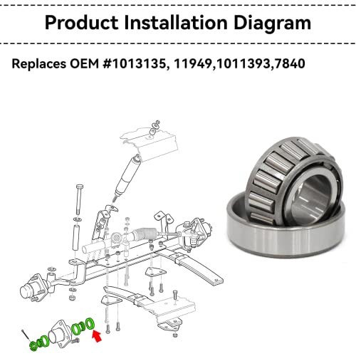 XUANYUDG0769 Golf Cart Front Wheel Hub Bearings and Seals Kit Fit for Club Car DS 1982-2002 Gas and Electic Replace OEM 1011393, 1013135,2 Sets|B0BNPF15NV