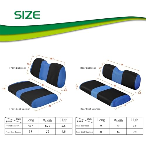Golf Cart Front with Back Seat Cover Set for Club Car Precedent 4 Passenger Models Bench Seat Covers Kit Breathable Washable Polyester Mesh Cloth Blue|B0B5X9841N