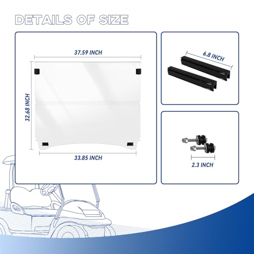 Golf Cart Club Car Precedent Windshield for 2004 up Precedent Club Car Tempo 2017+ Club Car Onward 2017+ Transparent Foldable UV Protection and Shock Resistant Acrylic Windshield|B0DJ2FWHW2