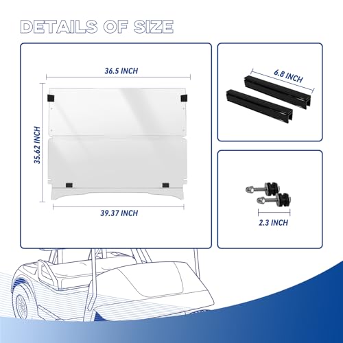 EZGO Golf Cart Windshield EZGO TXT Windshield for 1995-2013 EZGO TXT and Medalist Transparent Foldable UV Protection and Shock Resistant Acrylic Windshield|B0DJ2CS9LR