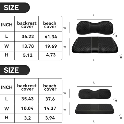 XUANYUDG0769 Golf Cart Front and Rear Seat Covers for EZGO TXT/RXV Club Car DS/Precedent Yamaha G29, Vinyl Leather Made/Adjustable Straps and Retractable Buckle/No Stapler Required,4PCS|B0C6T1BN78