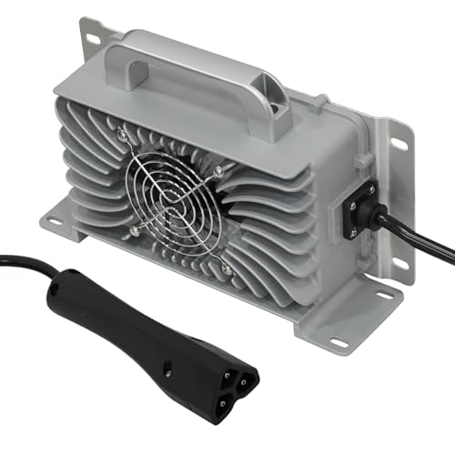 XUANYUDG0769 15AMP 900W 48V Golf Cart Battery Charger for EZGO TXT/RXV with 3-pin Triangular Plug and 16FT Cable Integrated Type, Silver|B0CJ97V2KH