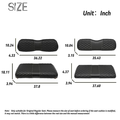 Golf Cart Seat Covers Front and Rear Waterproof and Sun Resistant Marine Grade Vinyl Leather Seat Cover Accessories for Club Car DS 2000.5-up, Black(4PCS)|B0C89JQD3N