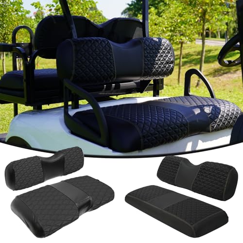 EZGO RXV Seat Covers, EZGO Golf Cart Seat Covers for 2008+ EZGO RXV OEM Ordinary Seat, Marine Grade Vinyl Leather, Anti-Scratch/Anti-Fading/Easy to Install, Black/4 PCS|B0DPKTKDN7