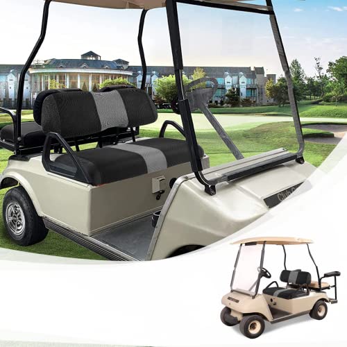 Golf Cart Front Seat Covers Fit Club Car DS 2000.5 up, Washable Breathable Air Mesh Cloth Adjustable Seat Cover for Golf Cart, Black and Gray|B0C5554JJJ
