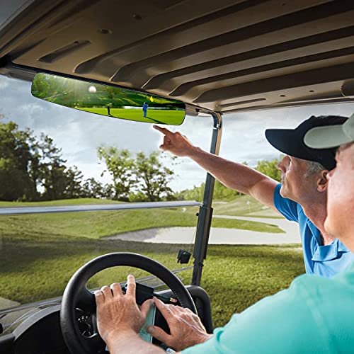Golf Cart Rear View Mirror Fits EZGO Club Car Yamaha, 16.5 Inch Extra Wide Universal Adjustable Panoramic Golf Cart Mirror|B09FX91SHP