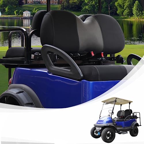 Golf Cart Front and Rear Seat Covers Fit Club Car Precedent 2004 up and Aftermarket Common Rear Seat, Washable Breathable Air Mesh Cloth Adjustable Seat Cover for Golf Cart, Black and Gray|B0C55491JV