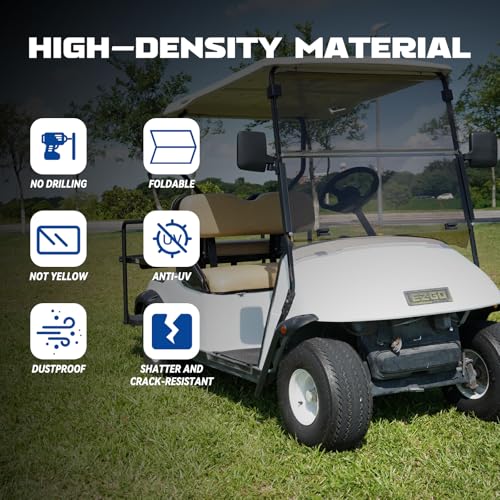 EZGO Golf Cart Windshield EZGO TXT Windshield for 1995-2013 EZGO TXT and Medalist Transparent Foldable UV Protection and Shock Resistant Acrylic Windshield|B0DJ2CS9LR