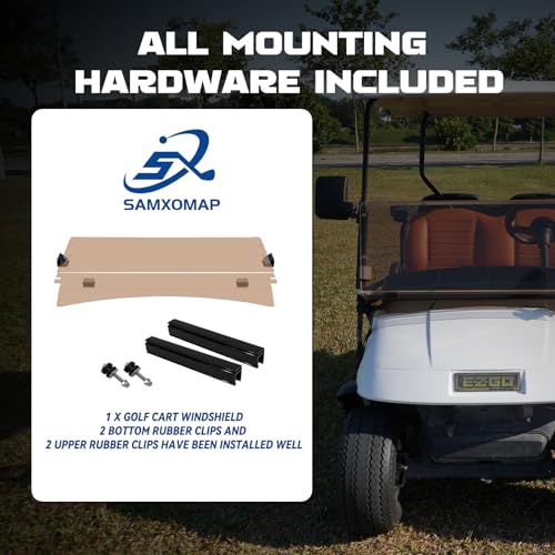 EZGO Golf Cart Windshield EZGO TXT Windshield for 2014+ EZGO TXT and Freedom Tinted Foldable UV Protection and Shock Resistant Acrylic Windshield|B0DJ2F23SR