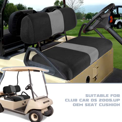 Golf Cart Front Seat Covers Fit Club Car DS 2000.5 up, Washable Breathable Air Mesh Cloth Adjustable Seat Cover for Golf Cart, Black and Gray|B0C5554JJJ