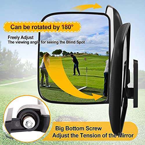Golf Cart Side Mirrors for Club Car EZ-GO Yamaha and other 180°Adjustable Folding Wide-Angle Side View Mirror|B09SHRPJ6M