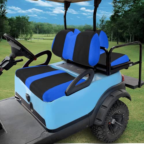 Golf Cart Front with Back Seat Cover Set for Club Car Precedent 4 Passenger Models Bench Seat Covers Kit Breathable Washable Polyester Mesh Cloth Blue|B0B5X9841N