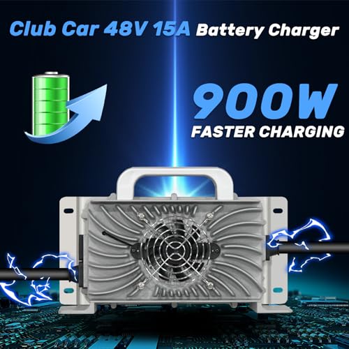 HANGKUNNE 48V 15A Golf Carts Battery Charger for Club Car, 48V Trickle Charger for Club Car DS Precedent, 6-8 Hours Full Charge, Smarter,Replace Lead-Acid Golf Battery Charger, 900W Golf Cart Charger|B0CJLBMKL6