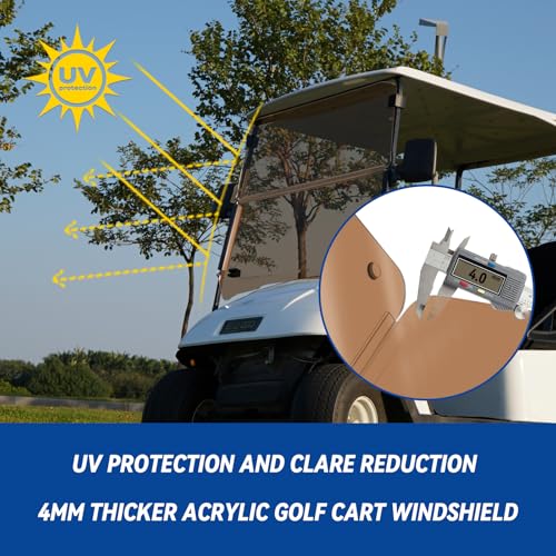 EZGO Golf Cart Windshield EZGO TXT Windshield for 2014+ EZGO TXT and Freedom Tinted Foldable UV Protection and Shock Resistant Acrylic Windshield|B0DJ2F23SR