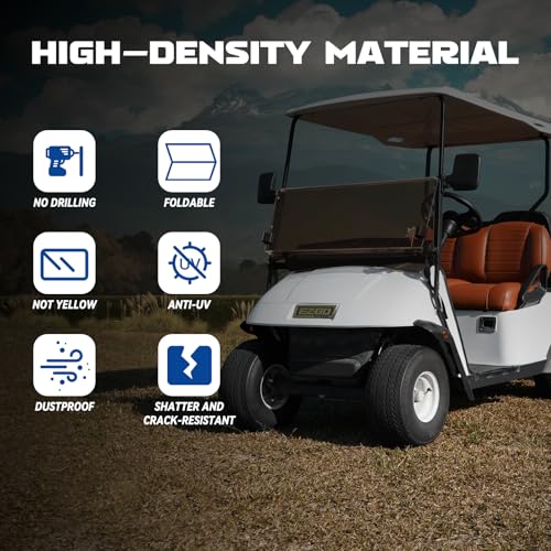 EZGO Golf Cart Windshield EZGO TXT Windshield for 2014+ EZGO TXT and Freedom Tinted Foldable UV Protection and Shock Resistant Acrylic Windshield|B0DJ2F23SR