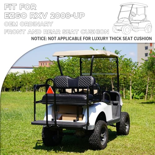 EZGO RXV Seat Covers, EZGO Golf Cart Seat Covers for 2008+ EZGO RXV OEM Ordinary Seat, Marine Grade Vinyl Leather, Anti-Scratch/Anti-Fading/Easy to Install, Black/4 PCS|B0DPKTKDN7