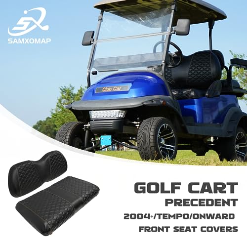 Golf Cart Seat Covers for Club Car Precedent/Onward/Tempo 2004+ Front OEM Universal Seat Cushion, Marine Grade Vinyl Leather Club Car Seat Covers/Easy to Install-Black (2PCS)|B0C89KPFL1