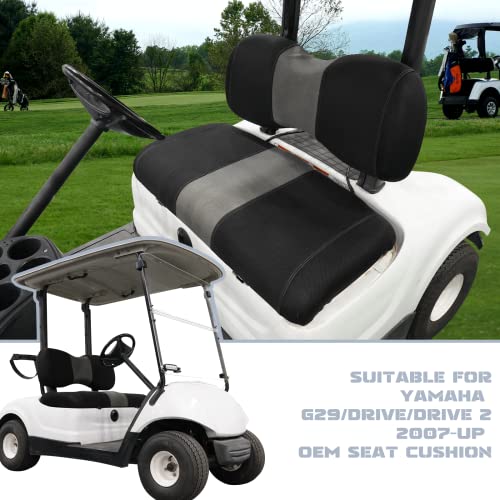 Golf Cart Front Seat Covers Fit Yamaha G29 Drive/Drive 2, Washable Breathable Air Mesh Cloth Adjustable Seat Cover for Golf Cart, Black and Gray|B0C557612J
