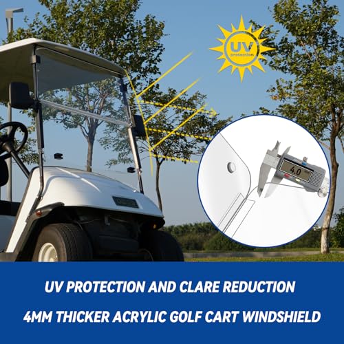 EZGO Golf Cart Windshield EZGO TXT Windshield for 1995-2013 EZGO TXT and Medalist Transparent Foldable UV Protection and Shock Resistant Acrylic Windshield|B0DJ2CS9LR