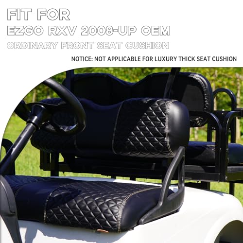 EZGO RXV Seat Covers, EZGO Golf Cart Seat Covers for 2008+ EZGO RXV OEM Ordinary Seat, Marine Grade Vinyl Leather, Anti-Scratch/Anti-Fading/Easy to Install, Black/2 PCS|B0DPKV5MD4