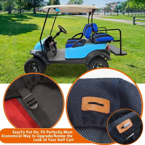 Golf Cart Front with Back Seat Cover Set for Club Car Precedent 4 Passenger Models Bench Seat Covers Kit Breathable Washable Polyester Mesh Cloth Blue|B0B5X9841N
